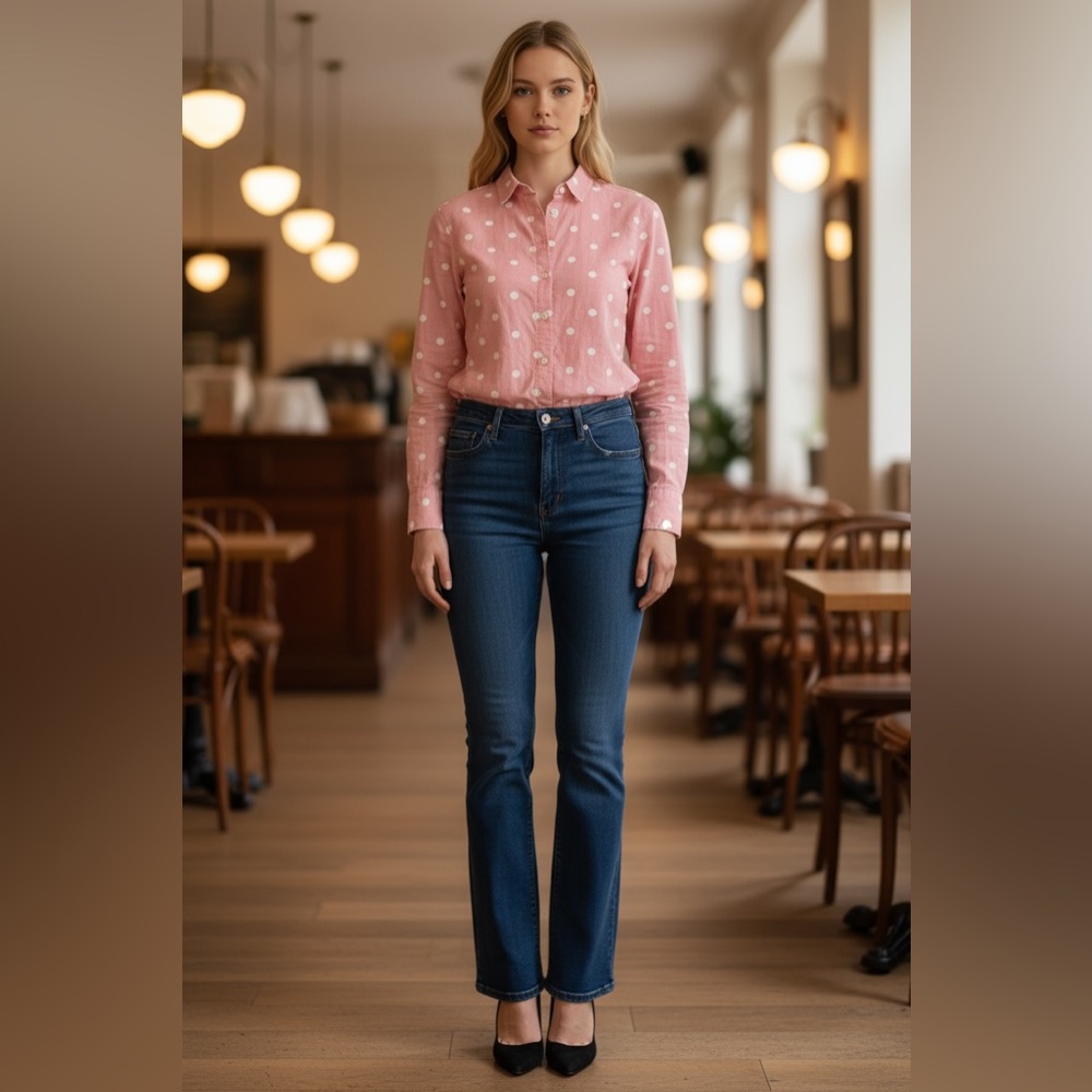 Zara linen polka dots shirt